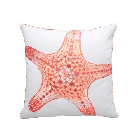 Coral Starfish Embroidered Indoor/Outdoor Accent Throw Pillow Decor