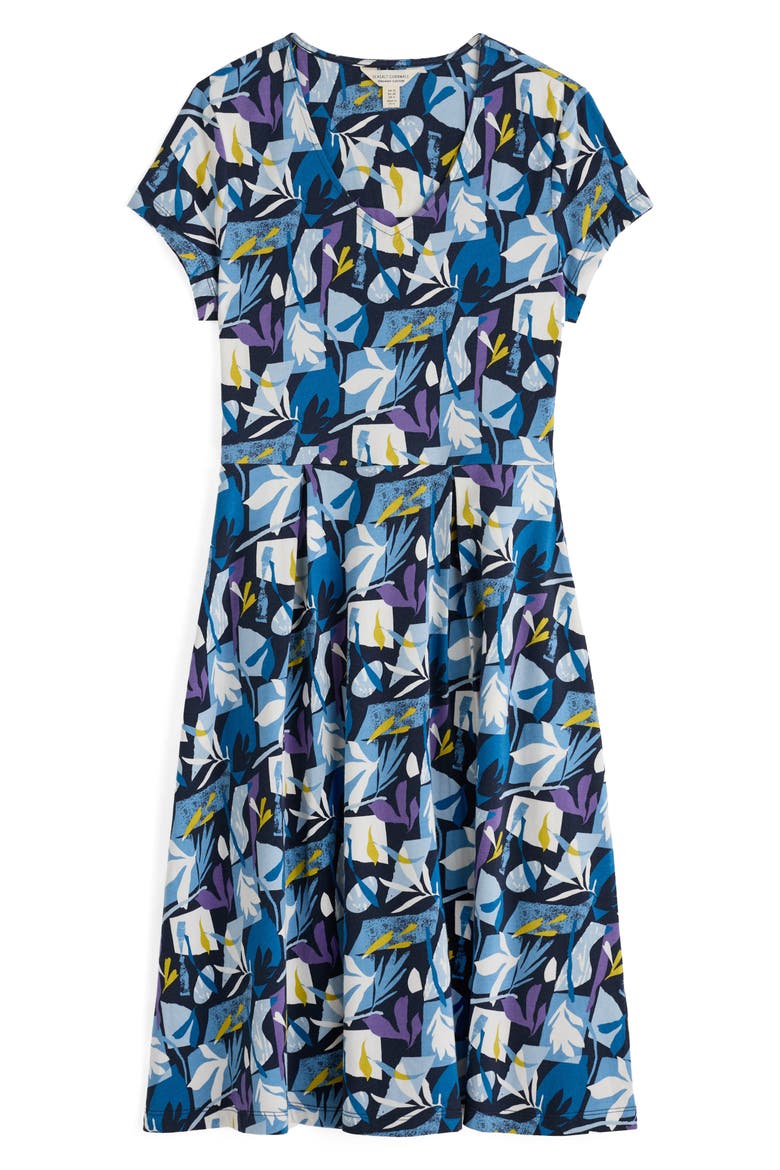 Pier View Stretch Organic Cotton Fit & Flare Dress, Alternate, color, PAPERCUT SHAPES MARITIME