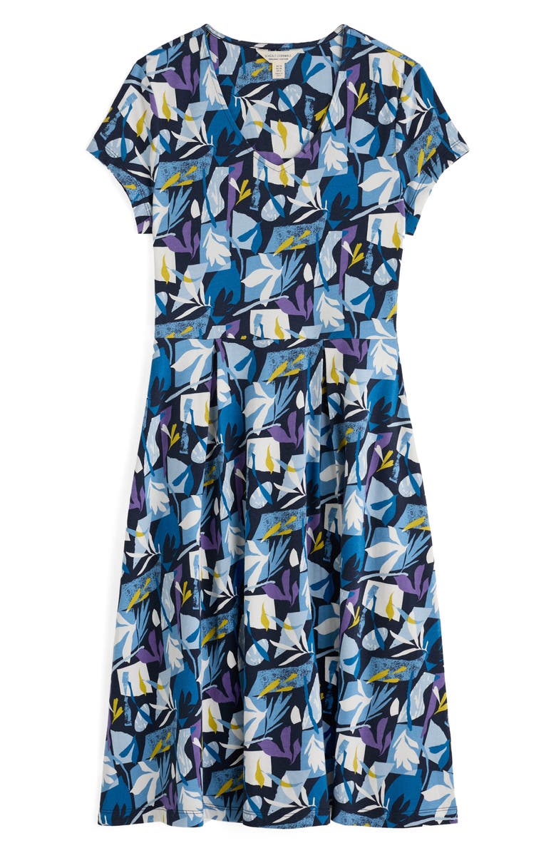 Seasalt Cornwall Pier View Stretch Organic Cotton Fit & Flare Dress, Alternate, color, Papercut Shapes Maritime