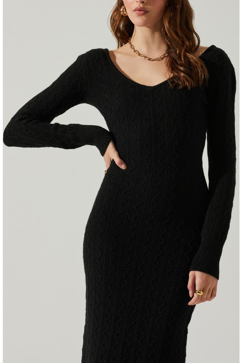 Regina Cutout Long Sleeve Midi Sweater Dress, Alternate, color, BLACK