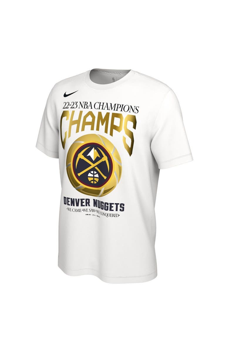 Nike Men's Nike  White Denver Nuggets 2023 NBA Finals Champions Celebration Roster T-Shirt, Alternate, color, 