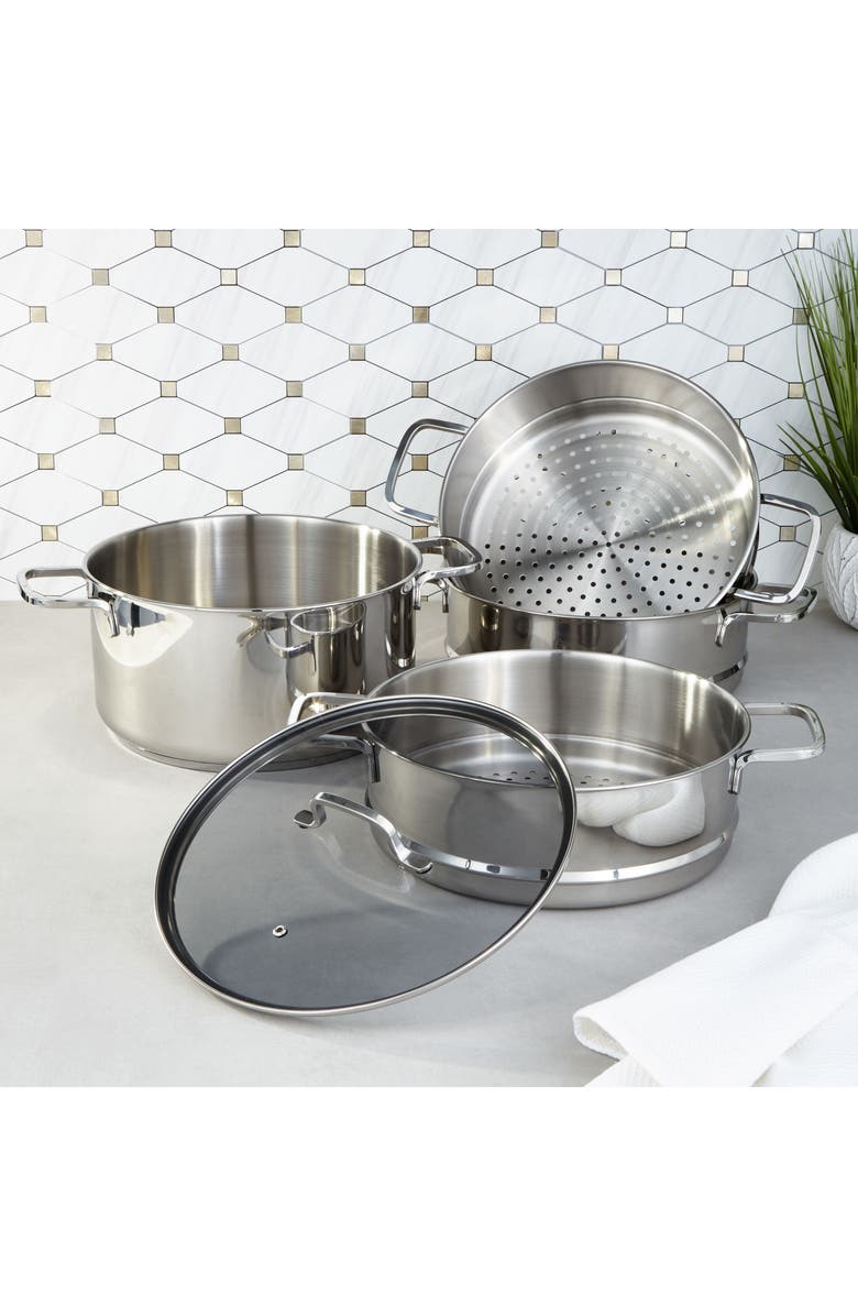 BergHOFF DiNA Helix 5-Piece Steamer Set, Alternate, color, Silver