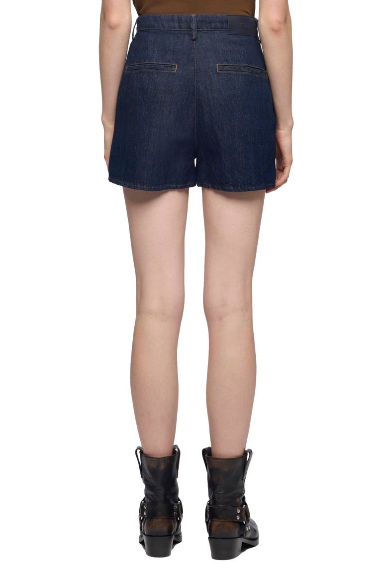 High Waist Cotton & Linen Denim Trouser Shorts, Alternate, color, BLOSSOM
