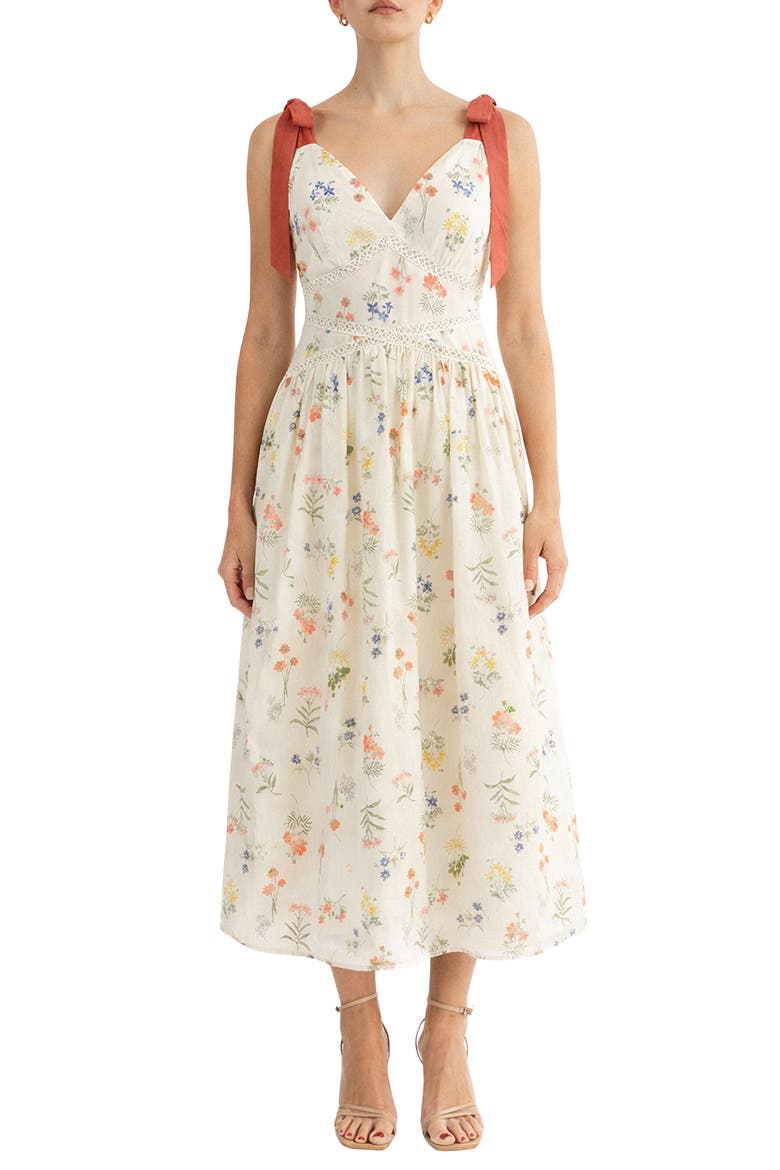 Selah Tie Strap Midi Dress, Main, color, MULTI FLORAL