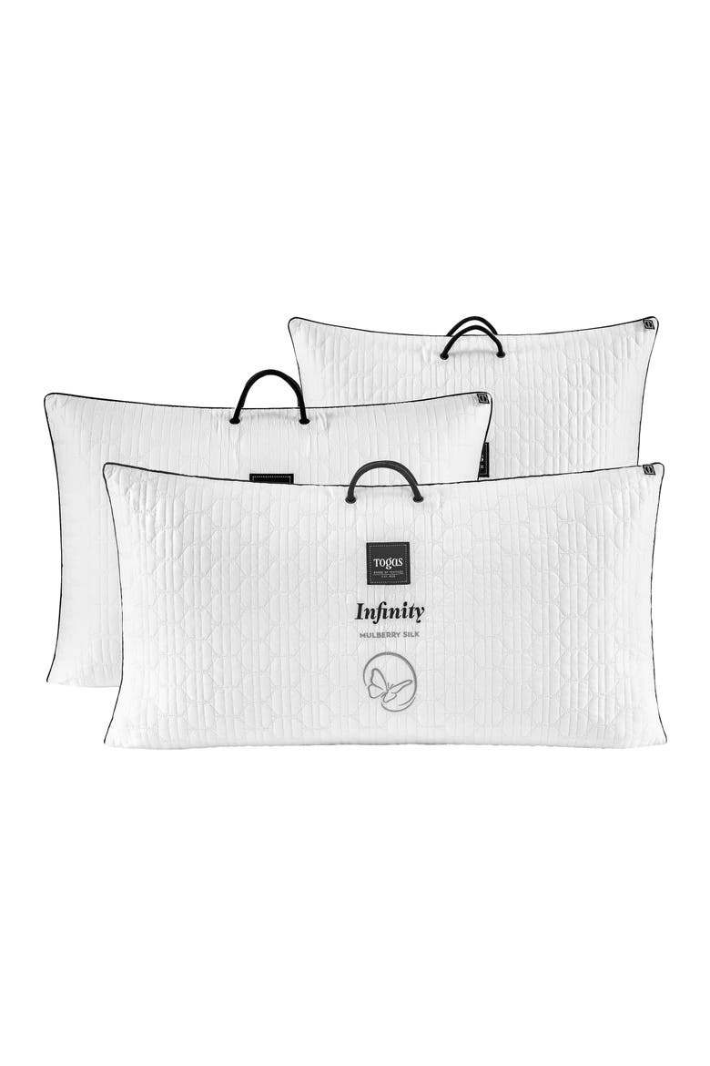 Infinity Mulberry silk pillow, Alternate, color, White