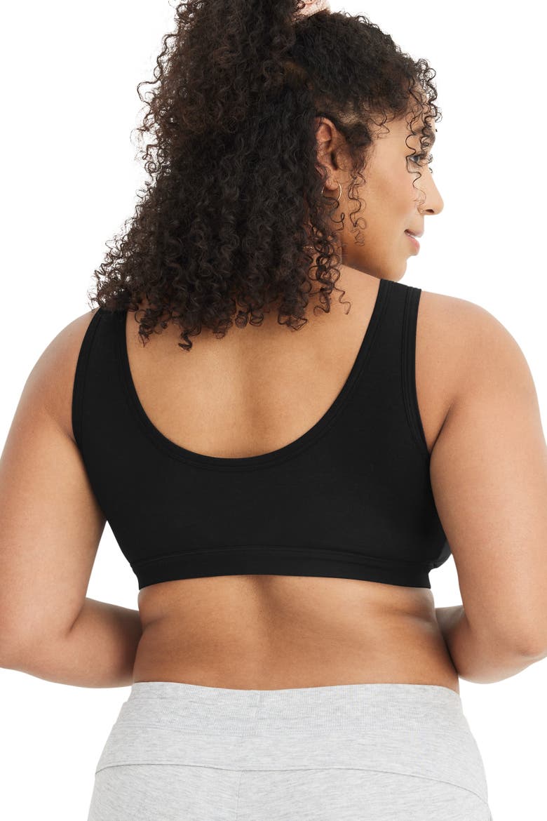 Womens Organic Cotton Stretch Tank Strap Bralette, Alternate, color, Black Night