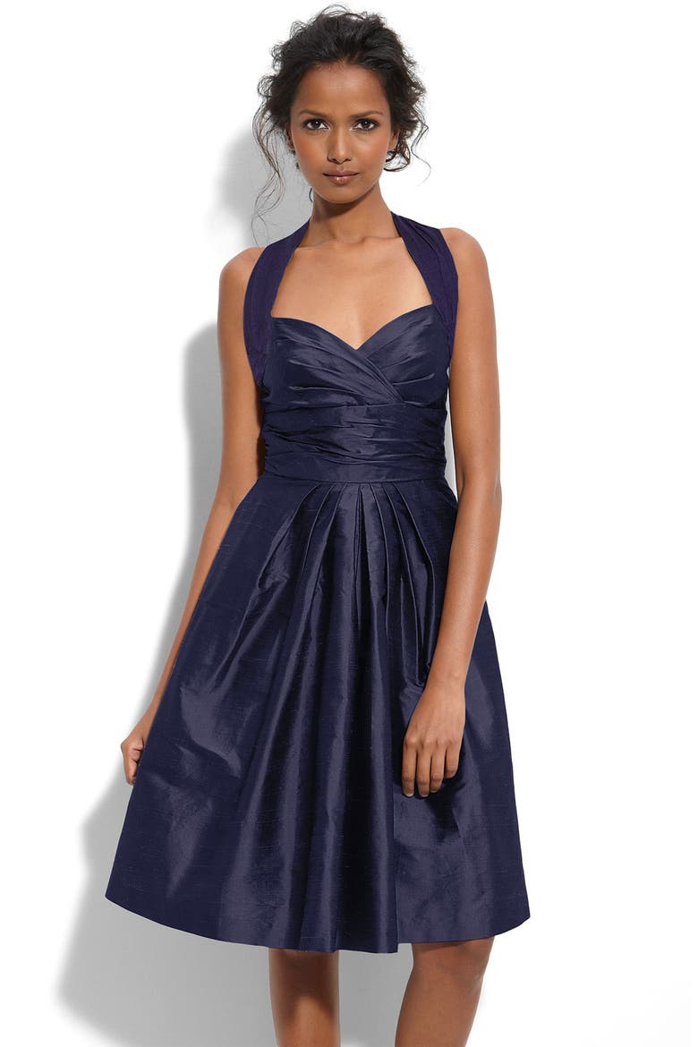 Charmeuse & Shantung Halter Dress, Main, color, NIGHTFALL