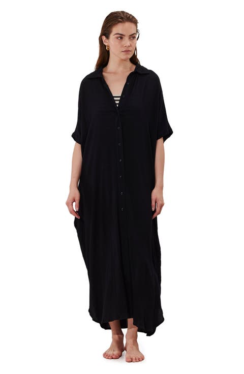 Solena Crêpe Oversized Shirt Dress Cover-Up