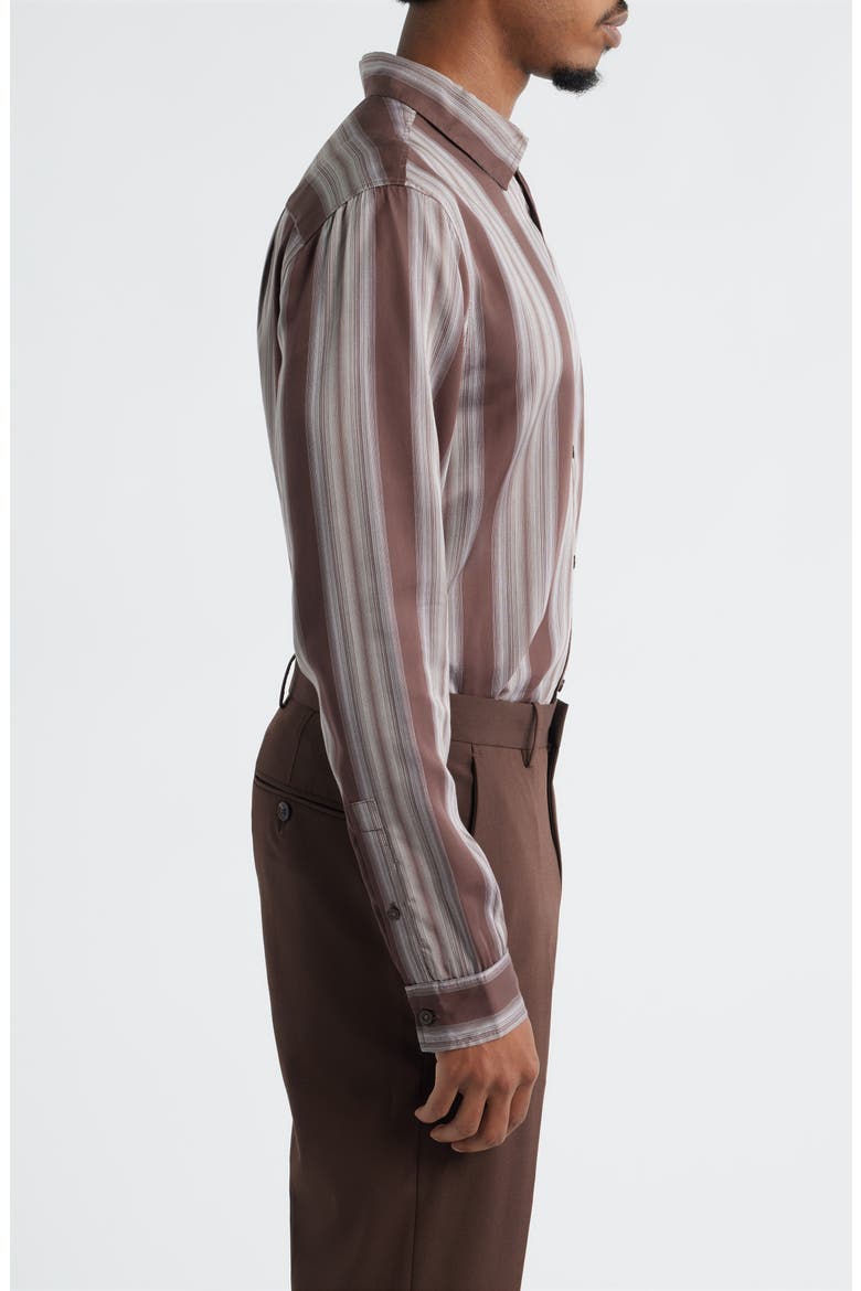 Stripe Long Sleeve Button-Up Shirt, Alternate, color, BROWN FADING STRIPE