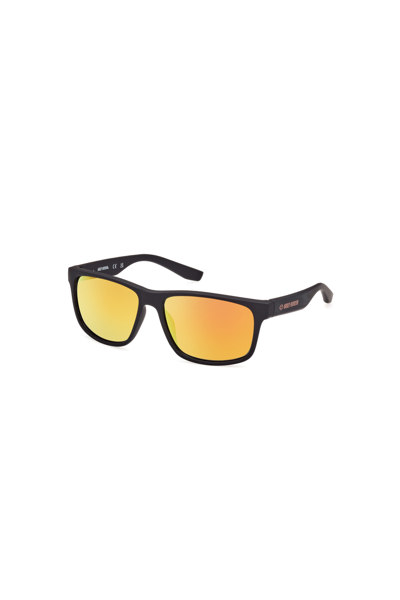 Flat Top Rectangular Sport Sunglasses, Main, color, Black