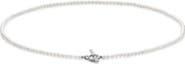 David Yurman Freshwater Pearl Classics Petite Toggle Necklace in Sterling Silver with Diamonds, 3mm