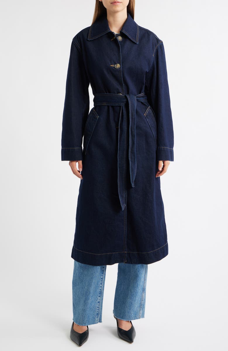 MANGO Denim Trench Coat, Alternate, color,