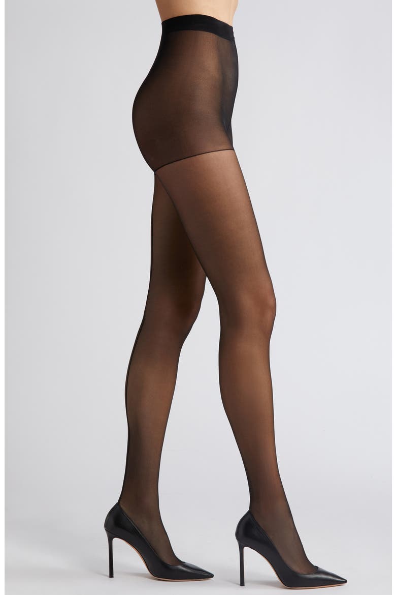 Sheer Back Seam Tights, Alternate, color, BLACK