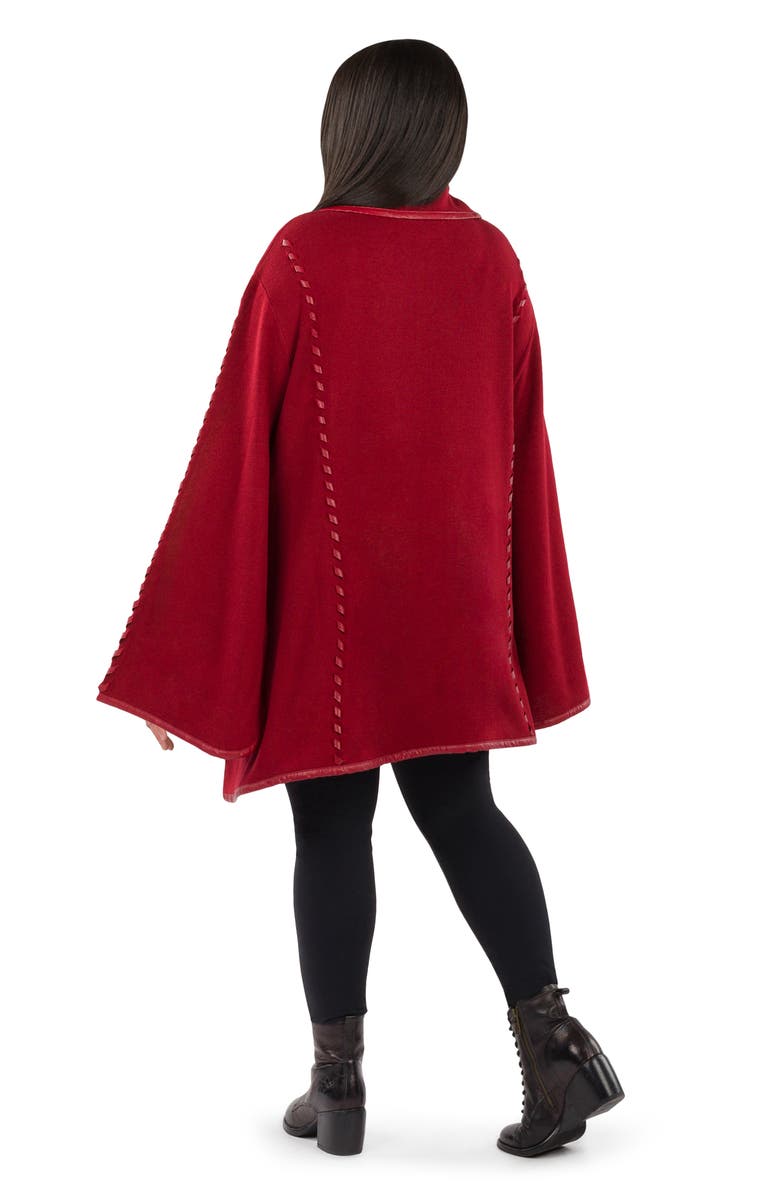 Patricia Nash Faux Leather Trim Cape, Alternate, color, Maron