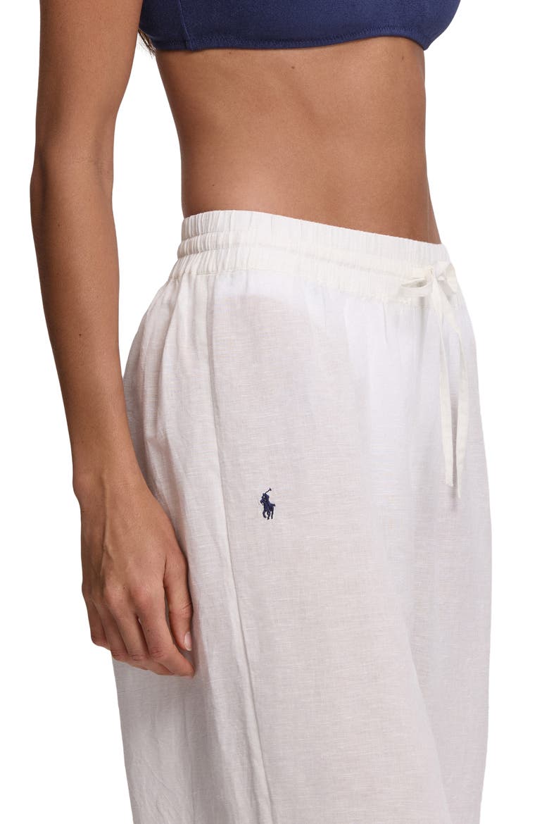 Wide Leg Linen & Cotton Cover-Up Drawstring Pants, Alternate, color, CREAM WHT