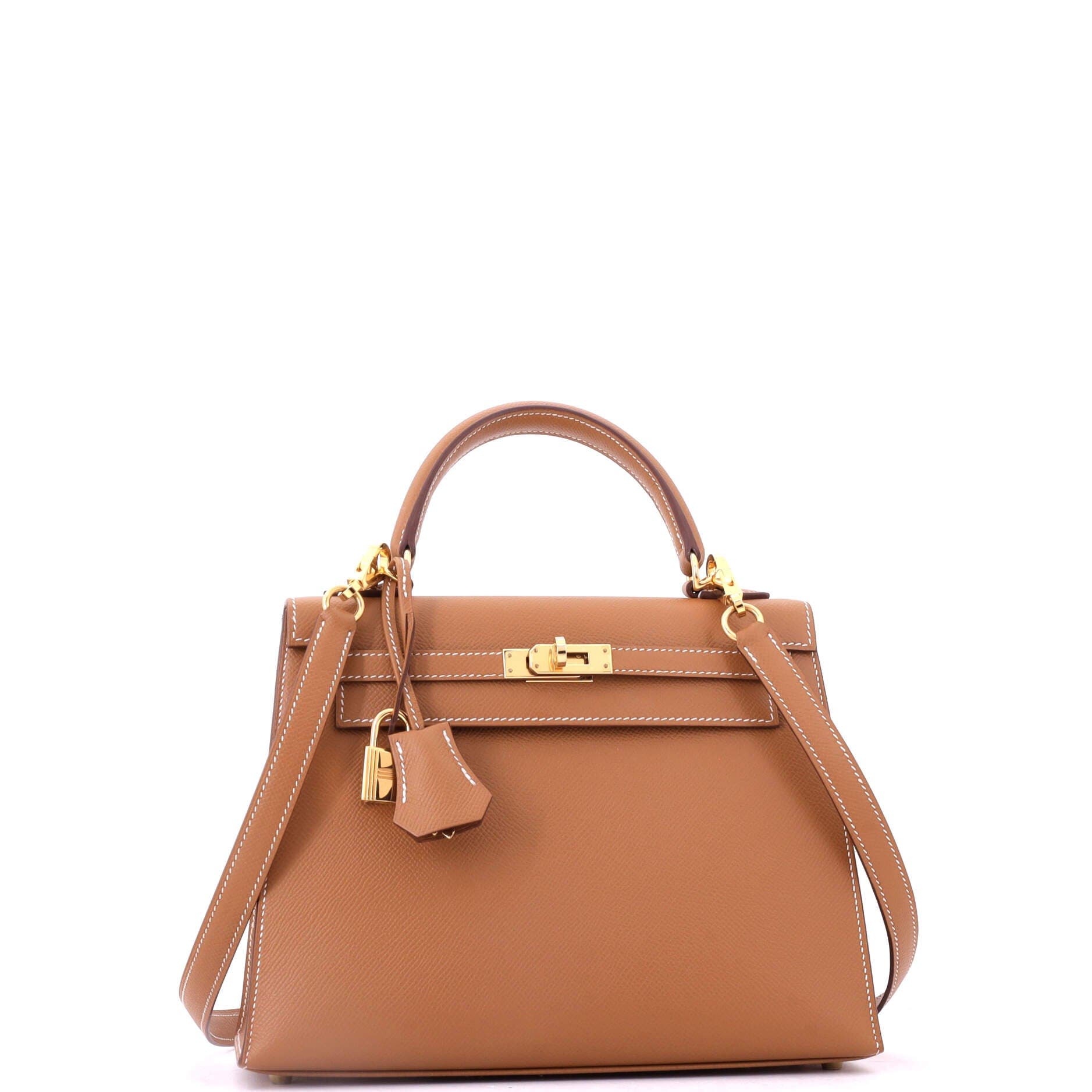 Pre-Owned Hermes Kelly Handbag Brown Epsom with Gold Hardware 25, Alternate, color, Gold