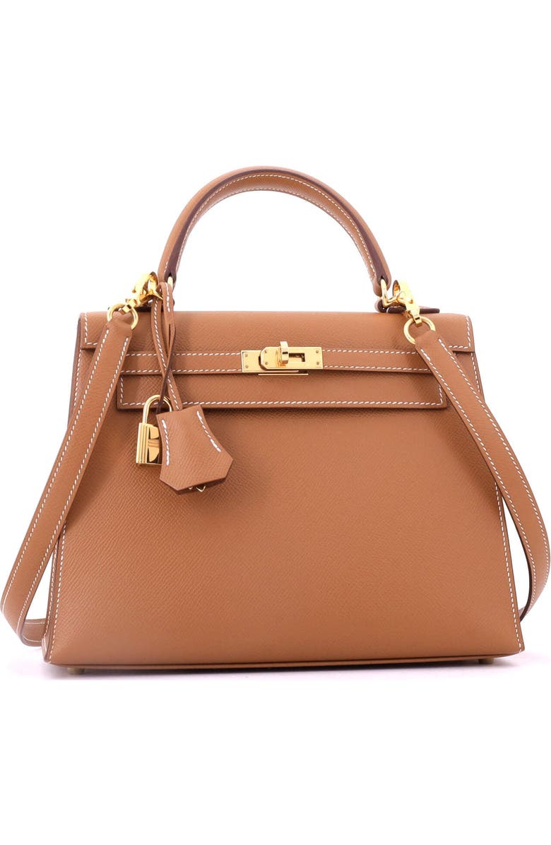 Pre-Owned Hermes Kelly Handbag Brown Epsom with Gold Hardware 25, Alternate, color, Gold
