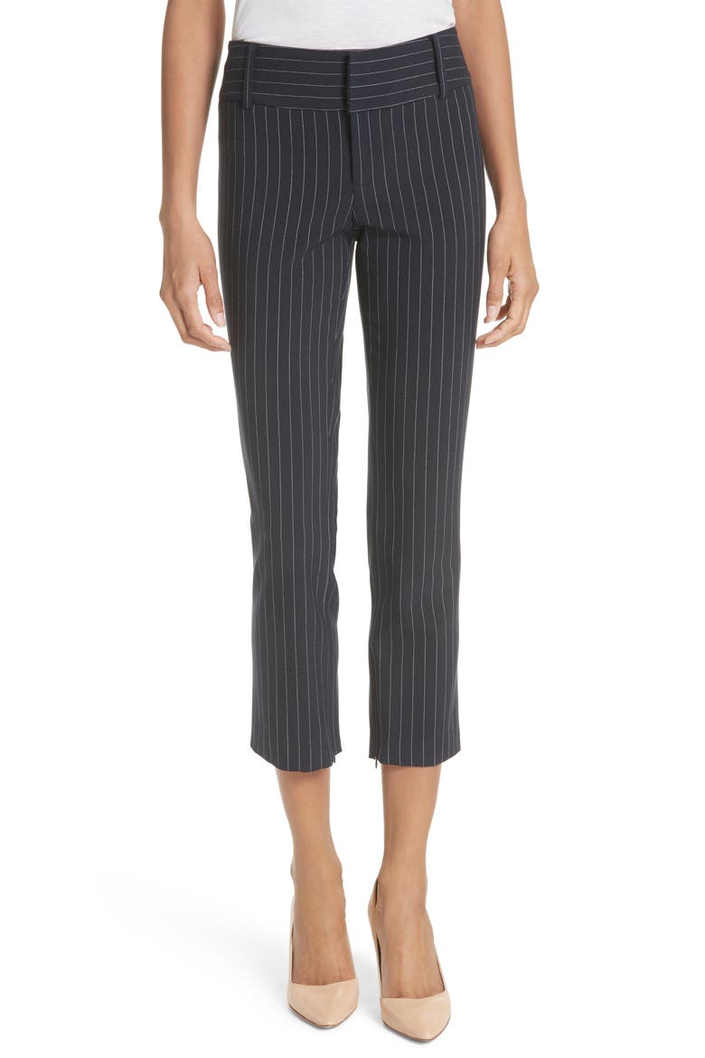 Stacey Slim Pinstripe Ankle Pants, Main, color, NAVY/ WHITE