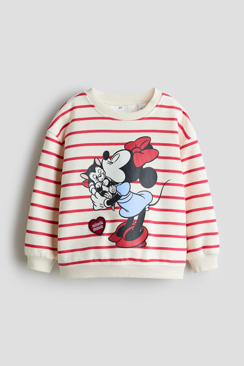 Printed Sweatshirt, Alternate, color, Cream/Minnie Mouse