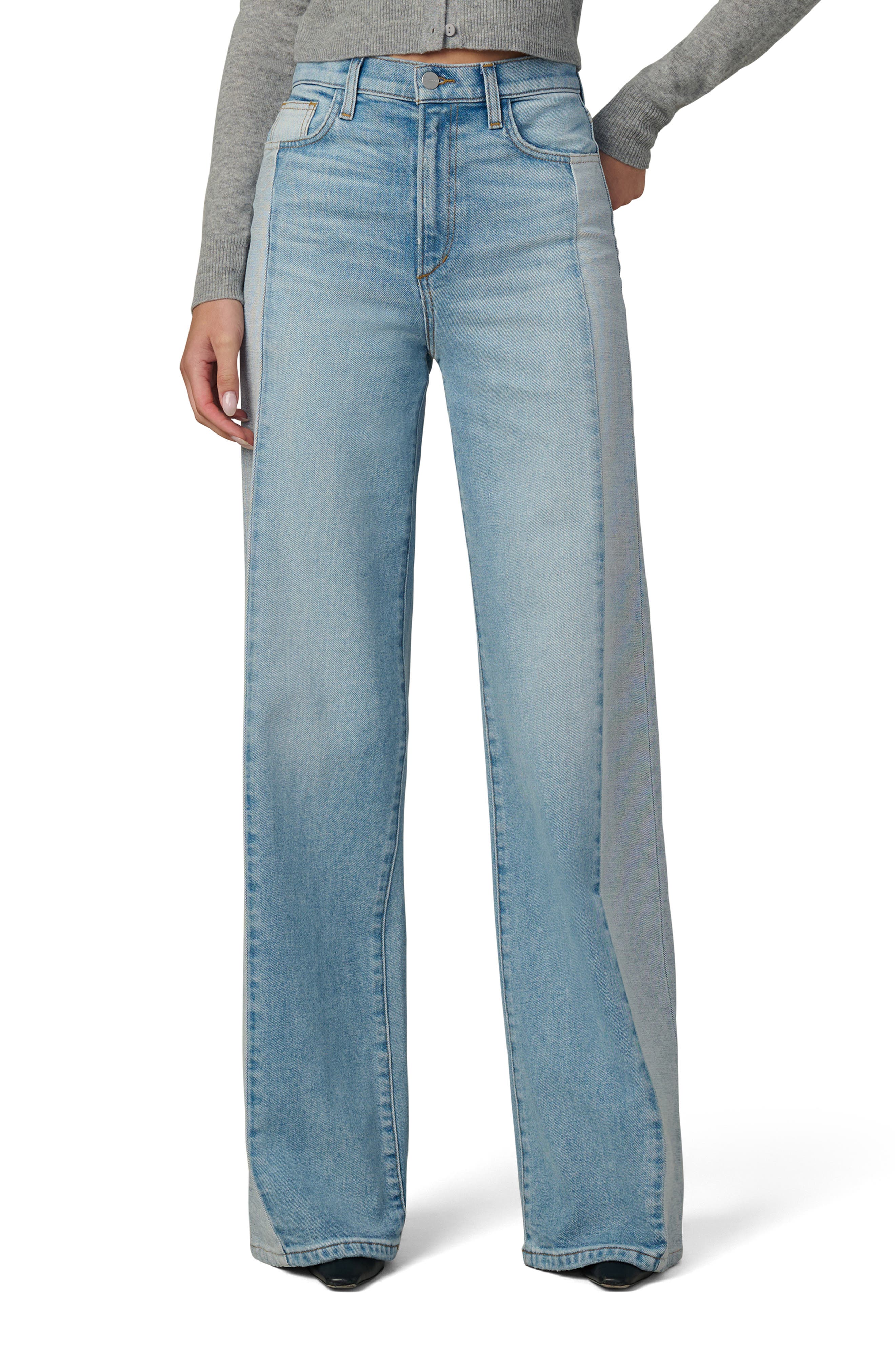 The Mia Pieced Two-Tone High Waist Wide Leg Jeans