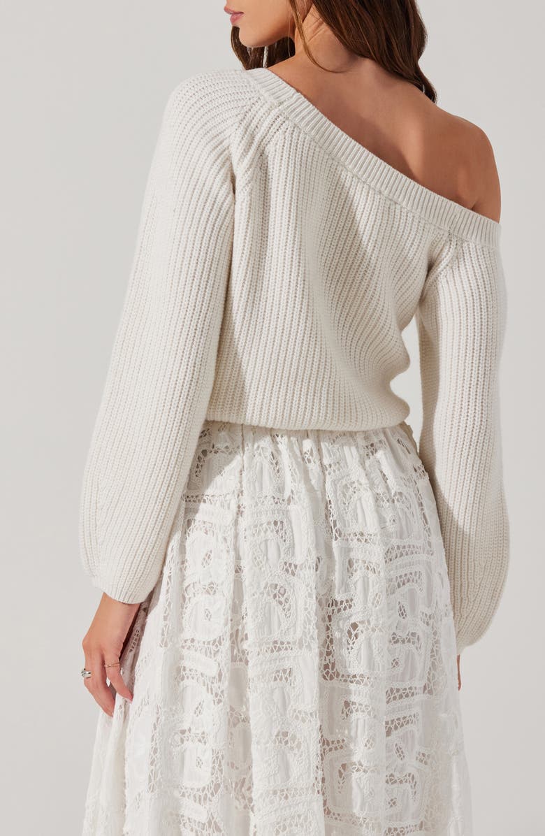 ASTR the Label Ottolia One-Shoulder Crop Sweater, Alternate, color, Off White
