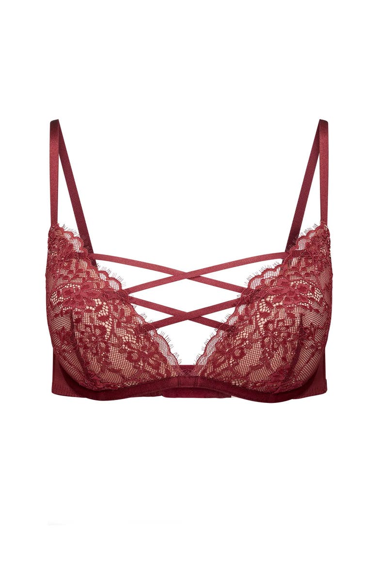 Mila Contour Plunge Bra, Alternate, color, Dark red