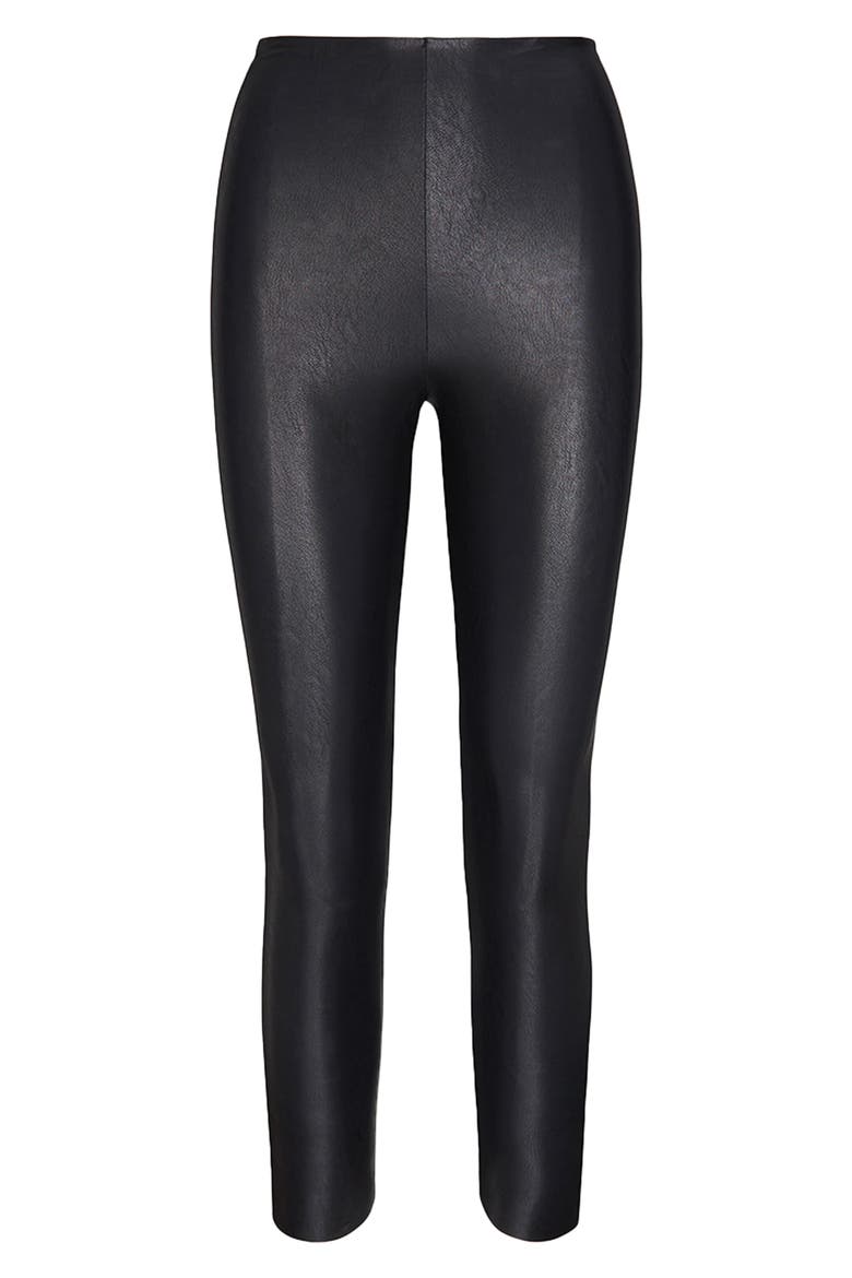 Faux Leather 7/8 Leggings, Alternate, color, BLACK