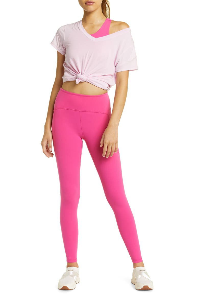 Studio Luxe High Waist Pocket Leggings, Alternate, color, PINK ROUGE