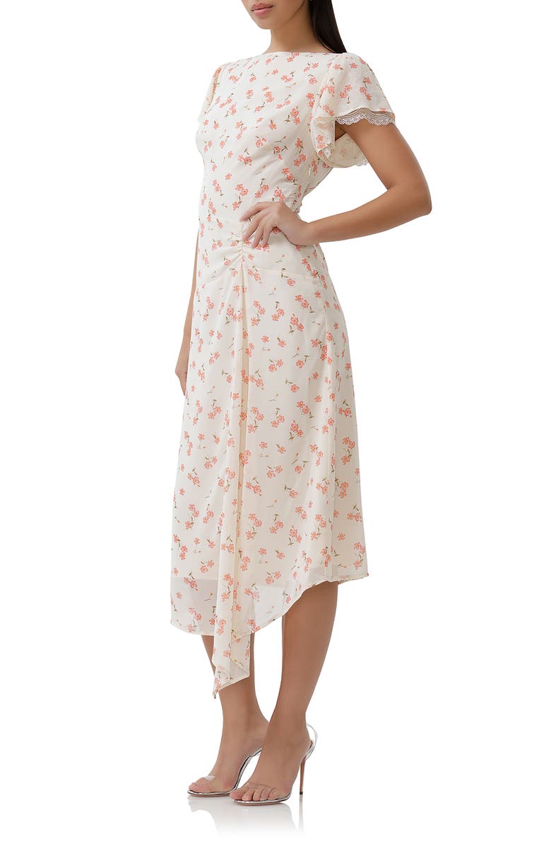 AFRM Vittoria Floral Cowl Back Midi Dress, Alternate, color, Birch Ditsy