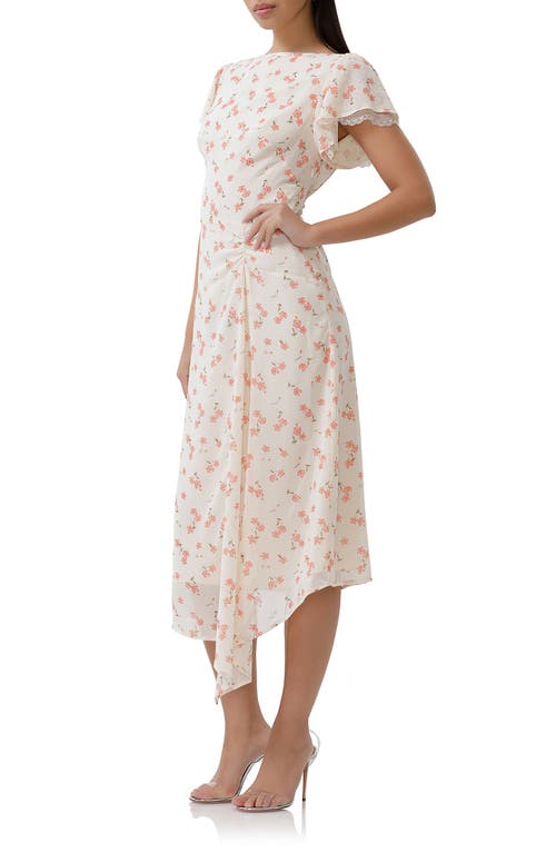 Shop Afrm Vittoria Floral Cowl Back Midi Dress In Birch Ditsy