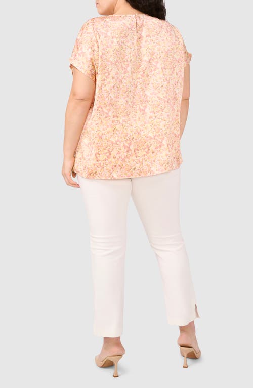 Halogenr Halogen(r) Fleur Stamp Satin Charmeuse Top In Sugar Peach