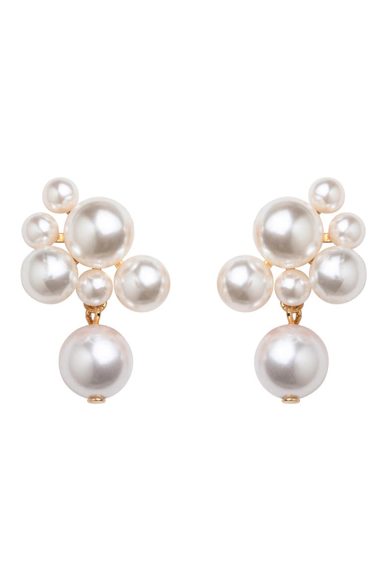 Perlita Faux Pearl Drop Earrings, Main, color, PEARL