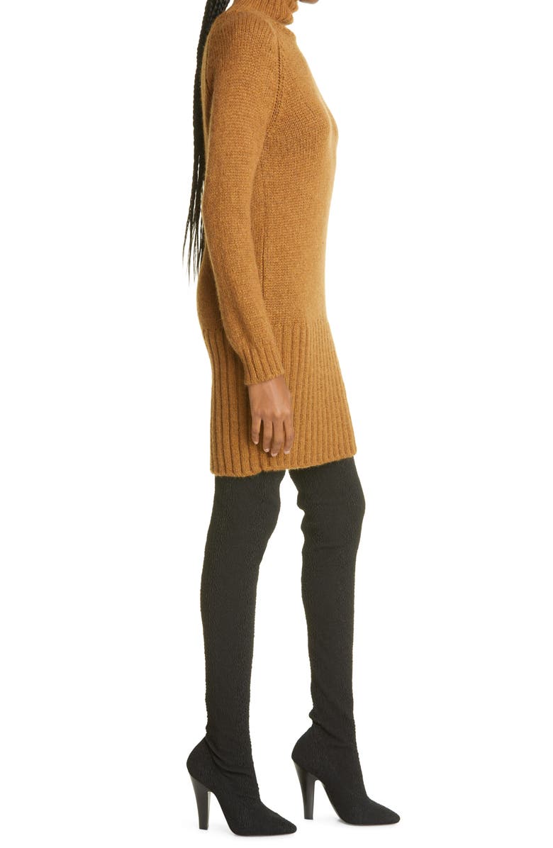 Saint Laurent Turtleneck Long Sleeve Alpaca Blend Sweater Dress, Alternate, color,