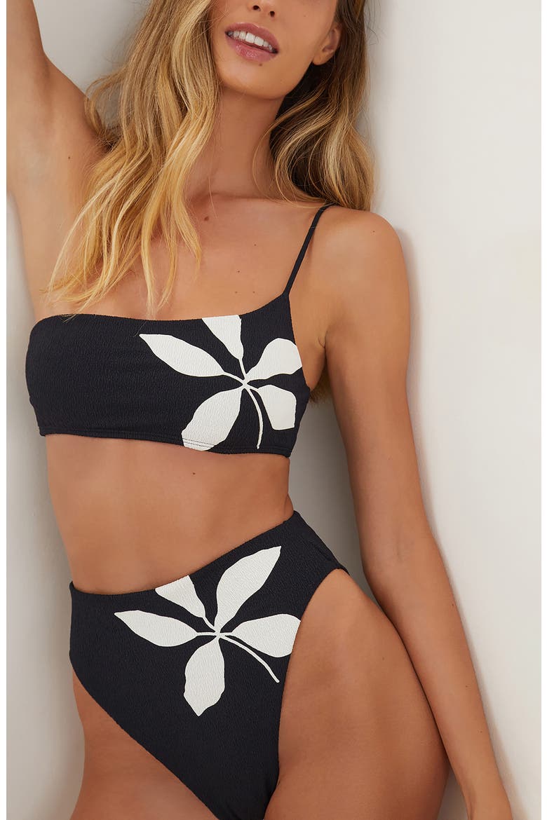 Firenze Susan Ana One-Shoulder Bikini Top, Alternate, color, BLACK MULTI