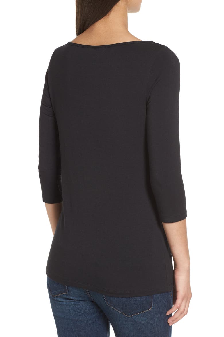 Francoise Stretch Jersey Top, Alternate, color, BLACK