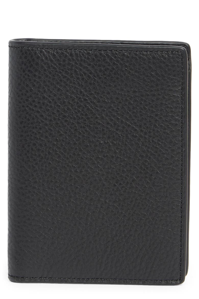 Pebble Leather Bifold Card Case, Main, color, BLACK