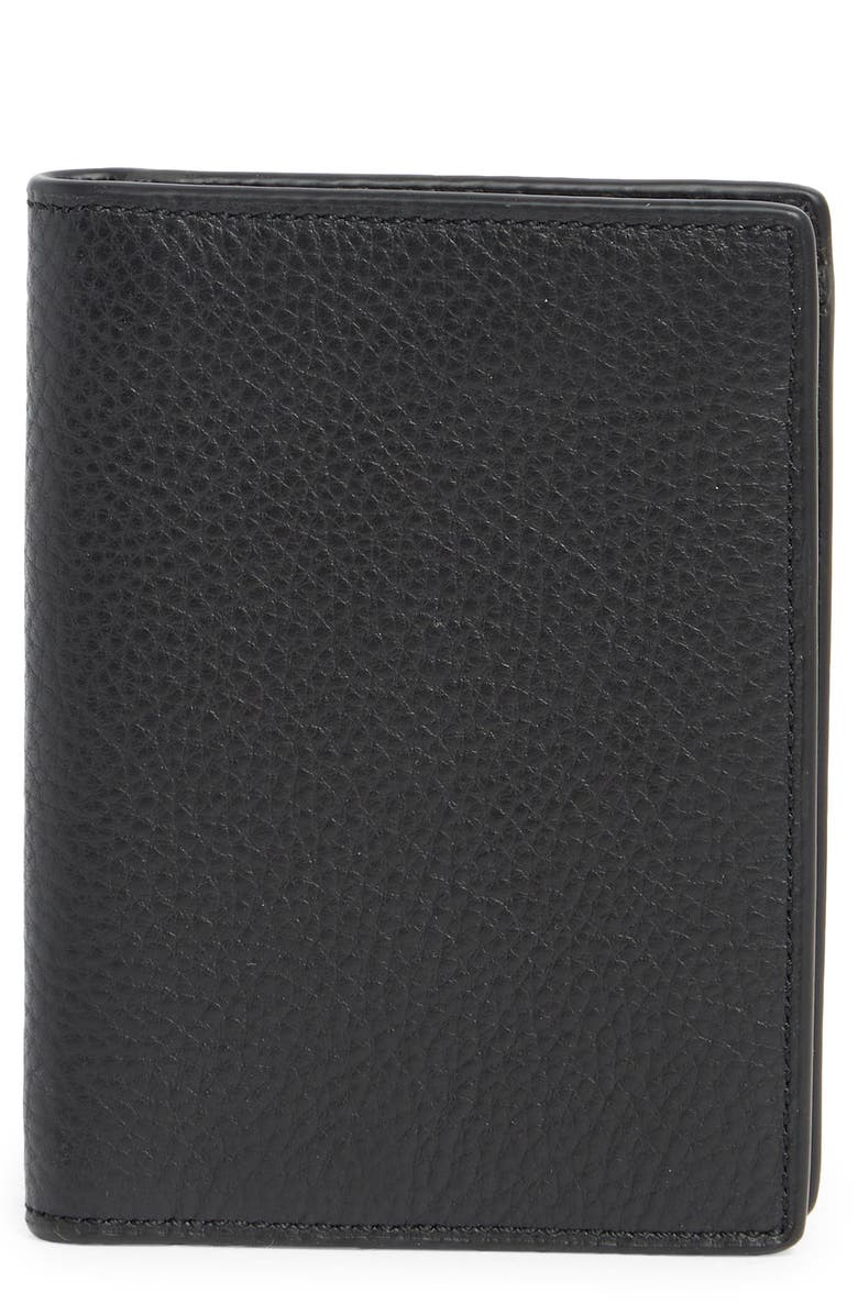 Nordstrom Pebble Leather Bifold Card Case, Main, color, Black