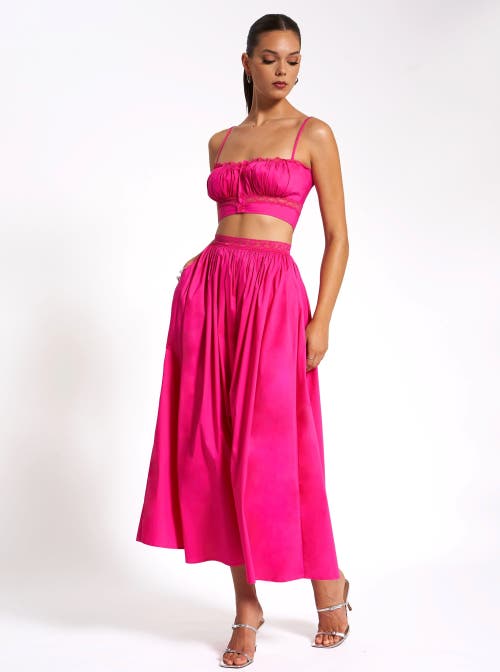 Miss Circle Martha Cotton Poplin Maxi Skirt With Lace Trim In Pink