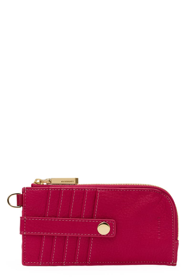 210 East Leather Card Case, Main, color, CALYPSO PEBBLE/ GOLD
