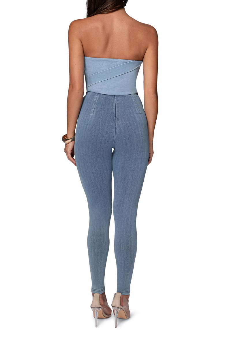 JLUXLABEL Teyana Strapless Denim Bustier Top, Alternate, color, Light Wash