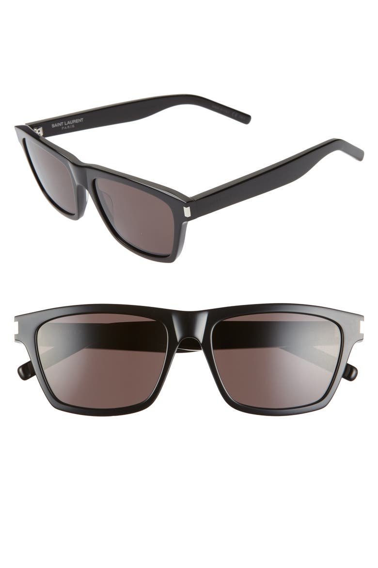 56mm Flat-Top Sunglasses, Main, color, BLACK