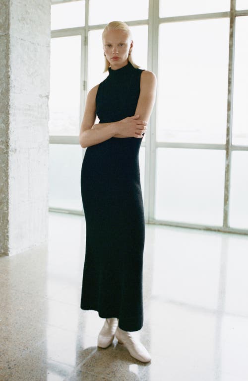 Mango Sleeveless Open Back Knit Maxi Dress In Black