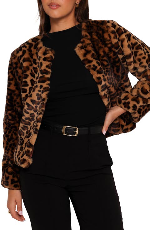 Cassia Leopard Print Faux Fur Crop Jacket