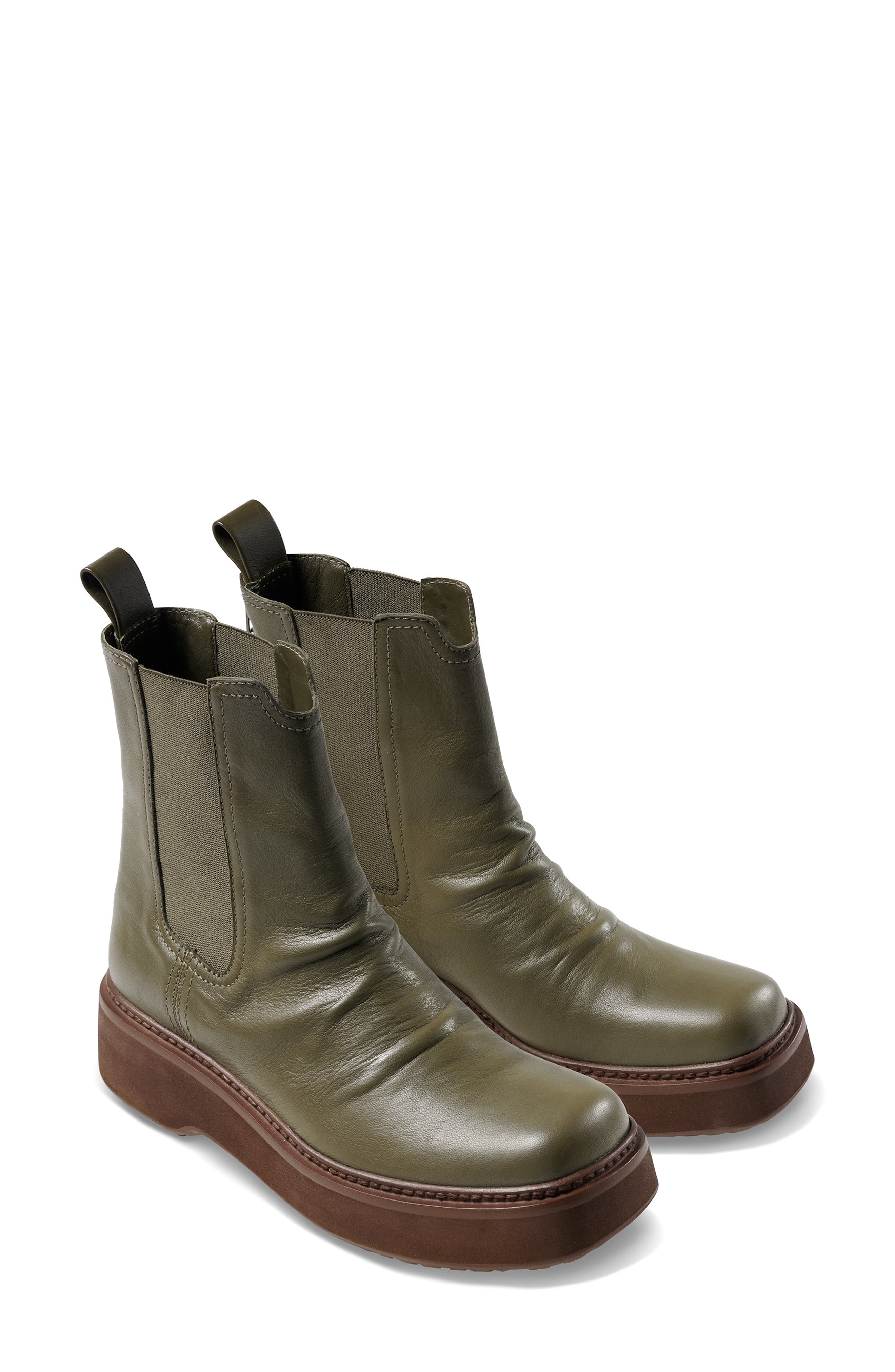 Worker Leather Boot, Main, color, OLIVE