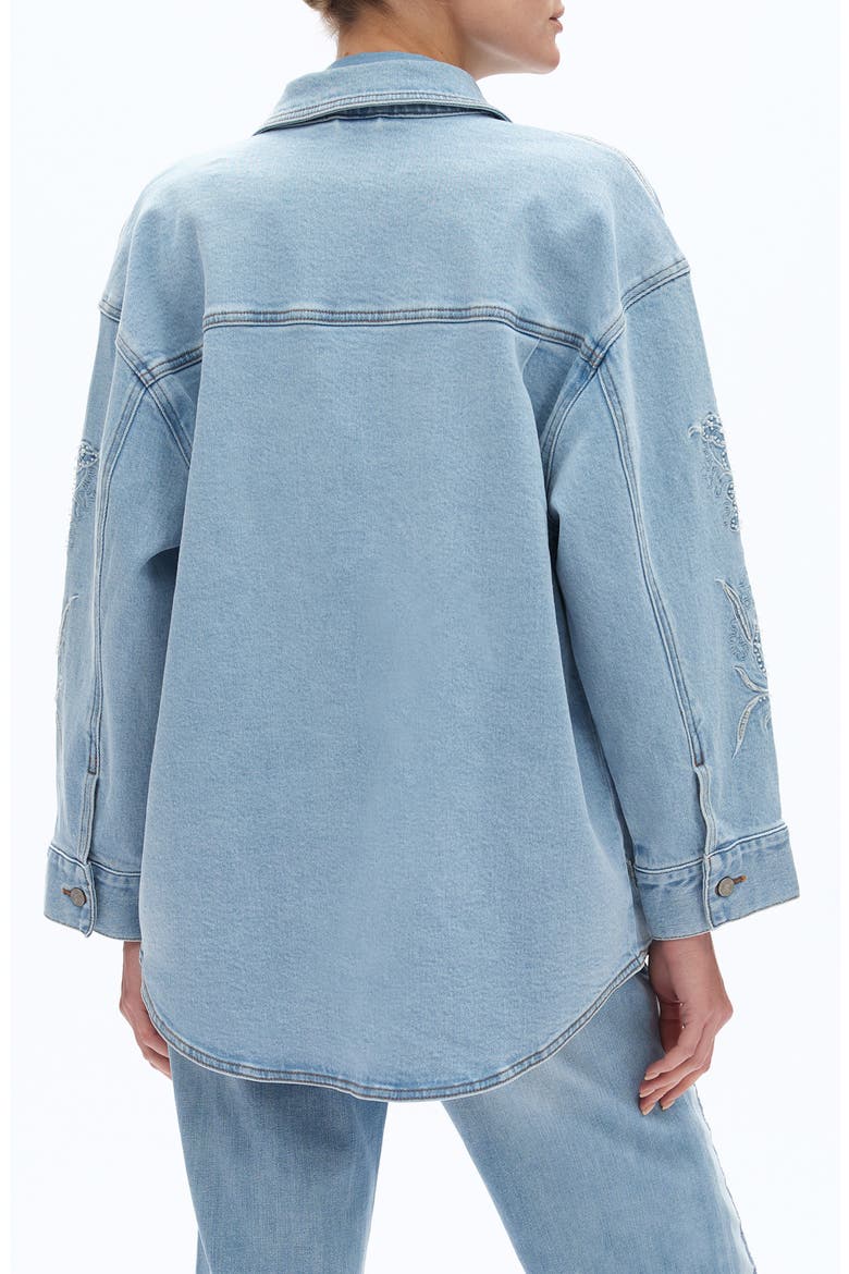 Floral Embroidered Denim Shirt Jacket, Alternate, color, LIGHT BLUE
