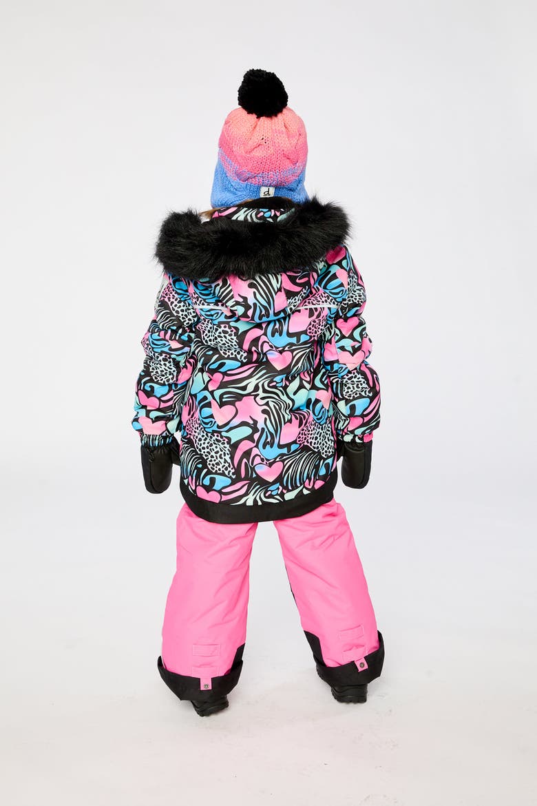 Zebra Play Jacket & Reinforced Pants Two Piece Snowsuit, Alternate, color, Black Zebra Print