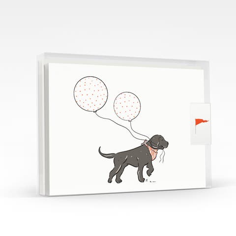 Preppy Black Lab Balloons Birthday Greeting Card Pack Set (8 ct.)