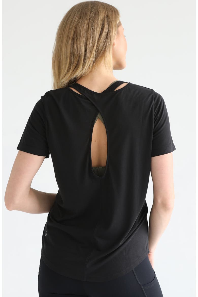 Harper Cross Back Short Sleeve Nursing Tee, Alternate, color, Noir