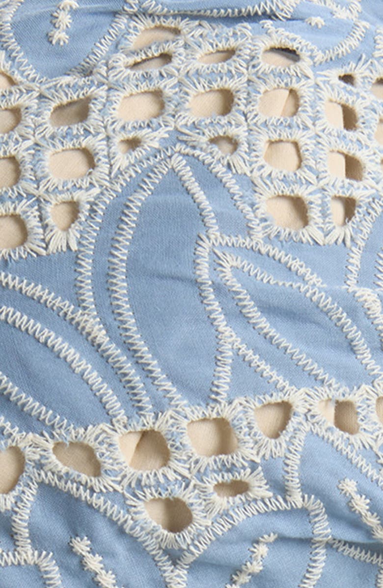 Lele Sadoughi Sophia Cotton Eyelet Scarf Cap, Alternate, color, High Tide