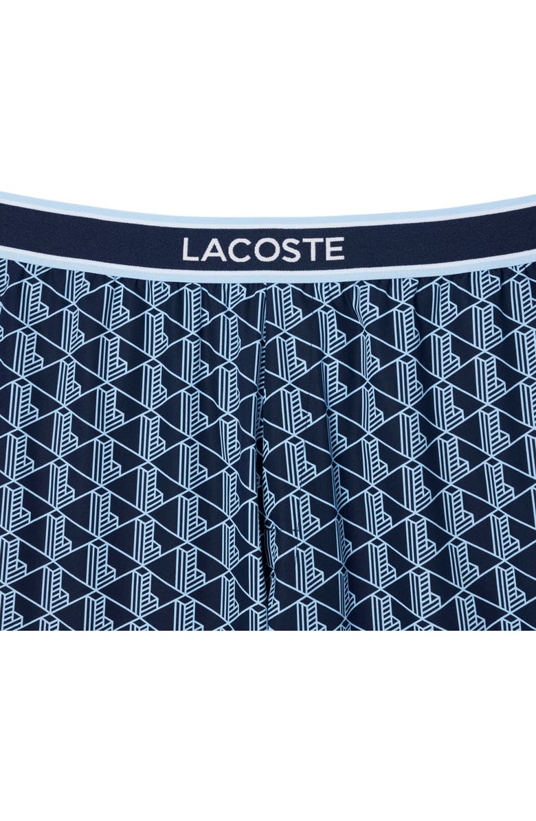 Lacoste Monogram Stretch Cotton Pajama Pants, Alternate, color, Navy Blue/ Overview